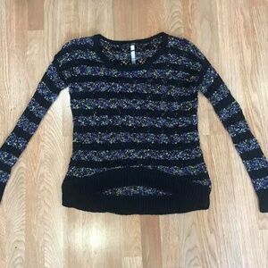 KENSIE Open Knit Longline Striped Sweater Size S